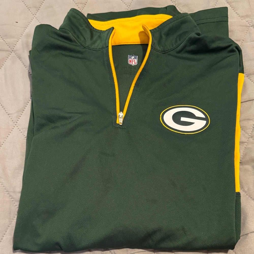 GREEN BAY PACKER Green and Yellow NFL Quarter-Zip Pullover
